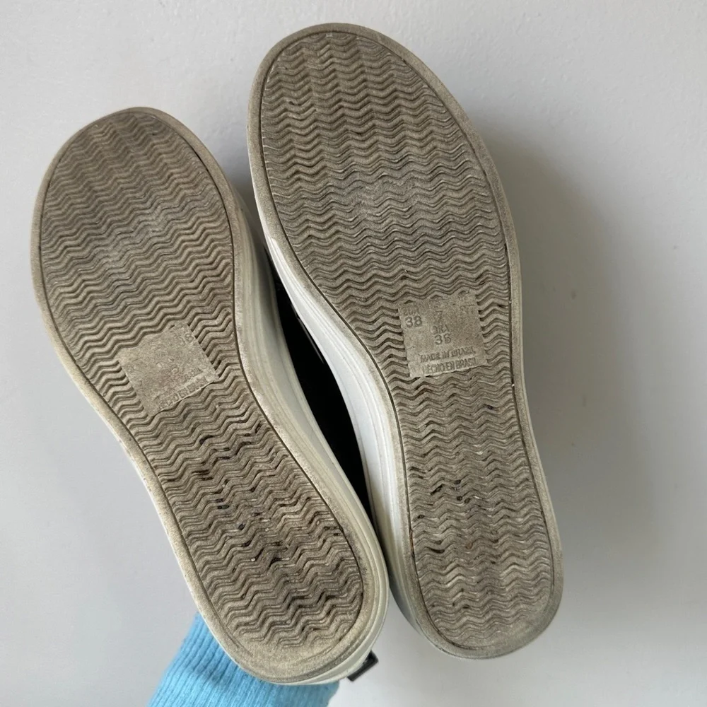 Anthropologie Raphaella Booz Black Soft Leather Platform Slip On Sneaker size 7